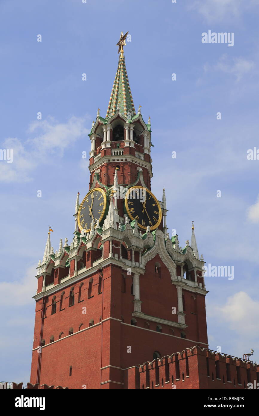 Torre Spasskaya del Cremlino, Moskau, Russia Foto Stock