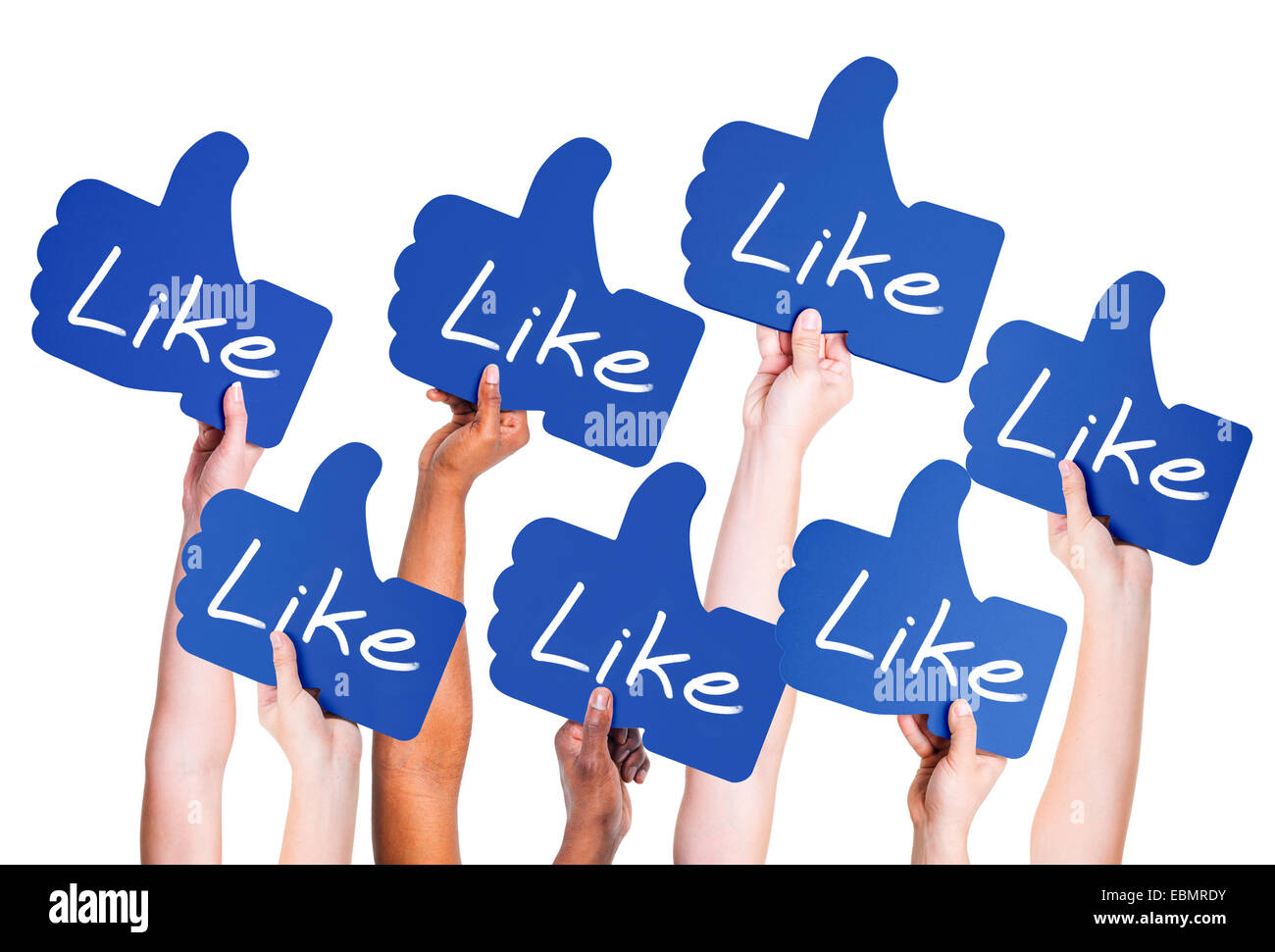 Le mani umane tenendo pollice su Symbol Foto Stock