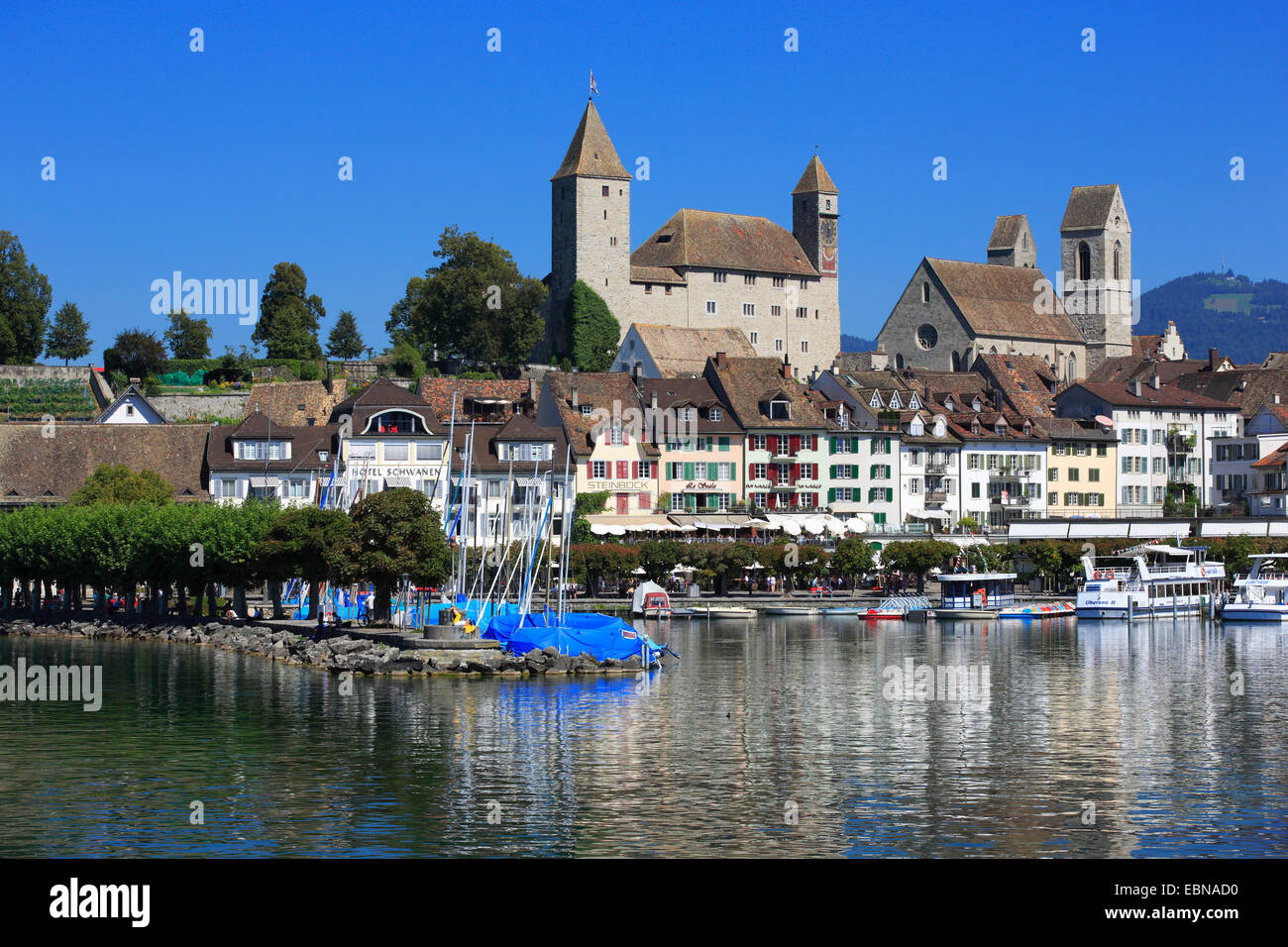 Il Castello di Rapperswil presso il lago di Zurigo, Svizzera Foto Stock