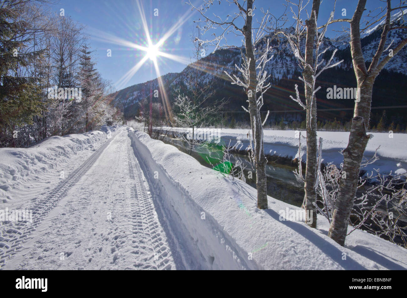 Fonte dell'Ammer vicino a Oberammergau, in Germania, in Baviera, Alta Baviera, Baviera superiore Foto Stock