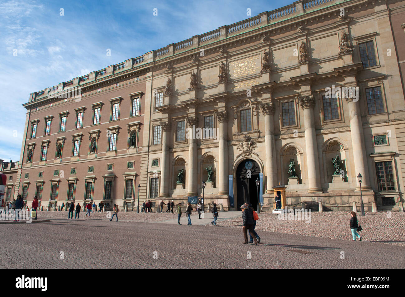 Facciata sud del palazzo reale, la Gamla stan Città Vecchia, Stoccolma, Svezia Foto Stock