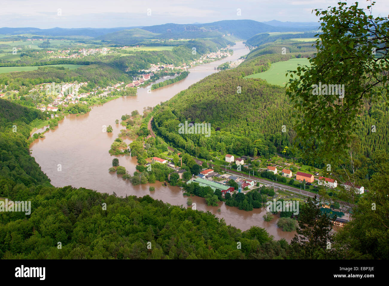 Elba alluvione in estate 2013, Germania, Sassonia Foto Stock