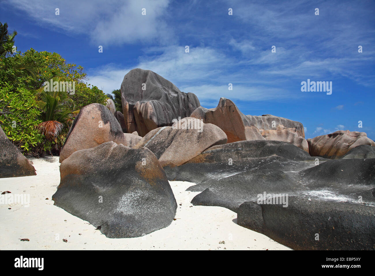 Costa Anse Source d Argent, Seychelles, La Digue Foto Stock