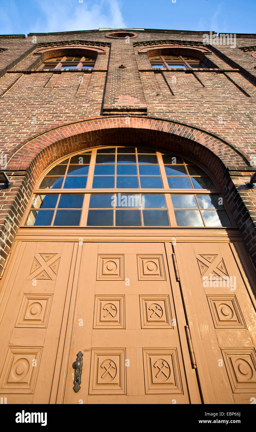 Porta della vecchia miniera di carbone Zweckel I u. II, in Germania, in Renania settentrionale-Vestfalia, la zona della Ruhr, Gladbeck Foto Stock