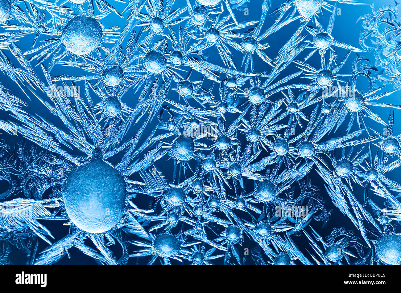 Fiori di ghiaccio su una finestra Foto Stock