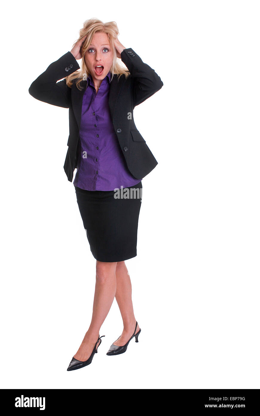 Business Woman strappando i capelli Foto Stock