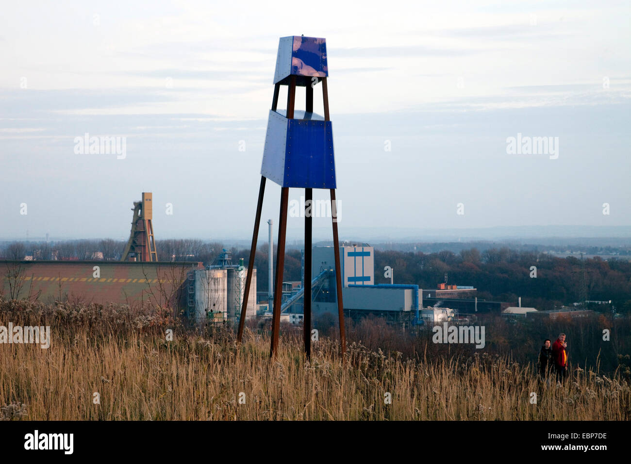 Torre in acciaio su Grosses Holz incetta nella parte anteriore del telaio di pit e la miniera di carbone Monopol, in Germania, in Renania settentrionale-Vestfalia, la zona della Ruhr, Bergkamen Foto Stock