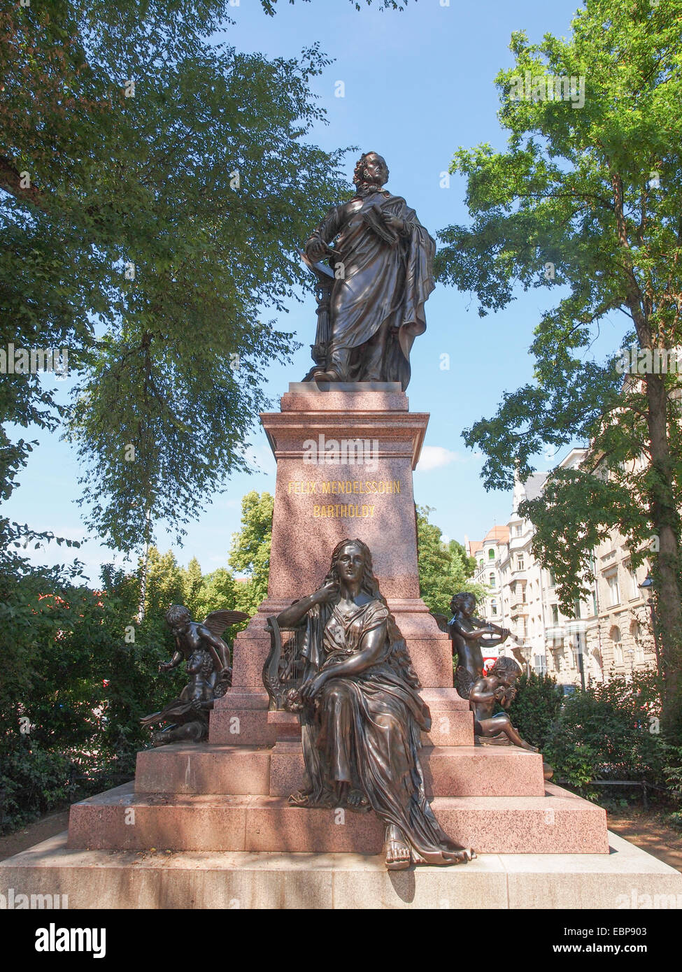 Il Mendelssohn Denkmal monumento al musicista tedesco Jakob Ludwig Felix Mendelssohn Bartholdy è stato progettato da Werner Stein nel 189 Foto Stock