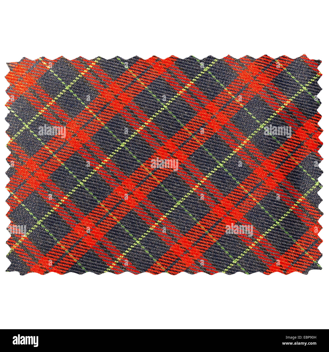 Tessuto di tartan swatch campione isolato su sfondo bianco Foto Stock
