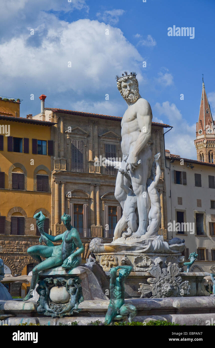 Firenze, vista la fontana del Nettuno Foto Stock