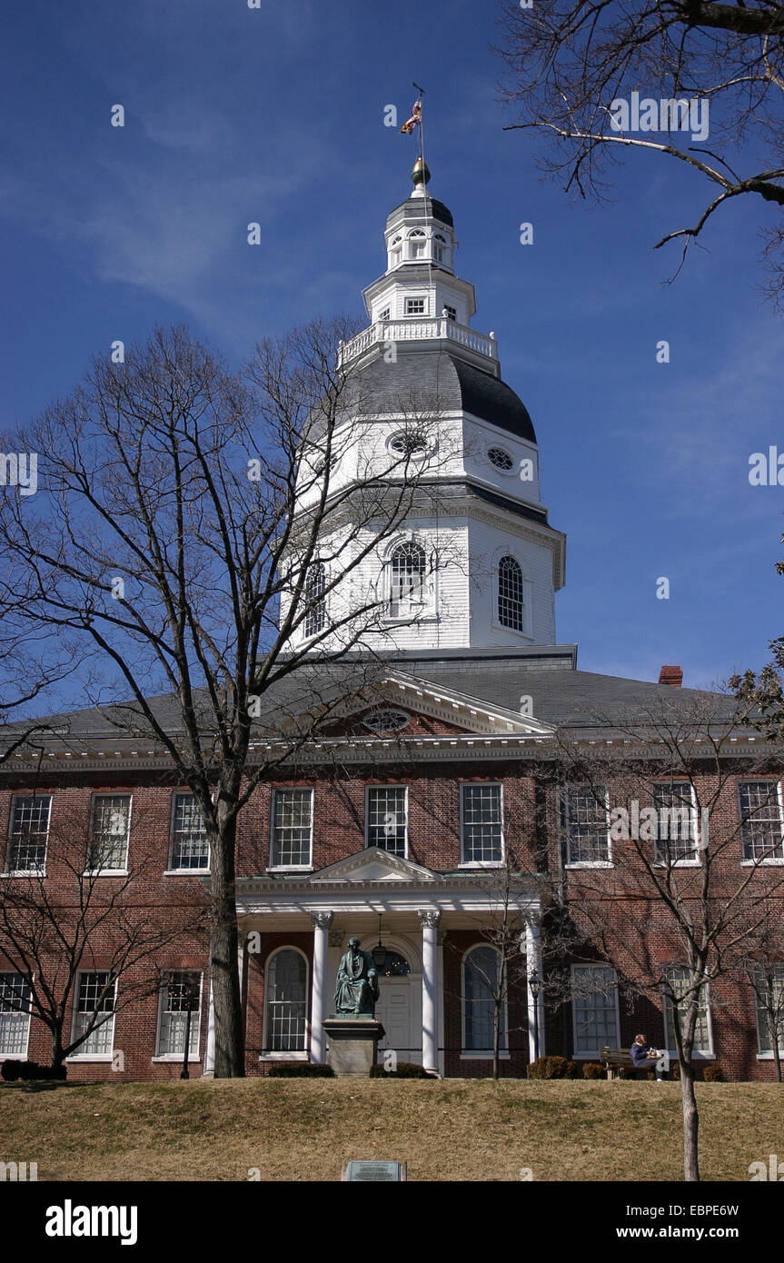 Maryland State House, Annapolis, MD, Stati Uniti d'America, la più antica in Stati Uniti ancora in uso legislativo. Foto Stock