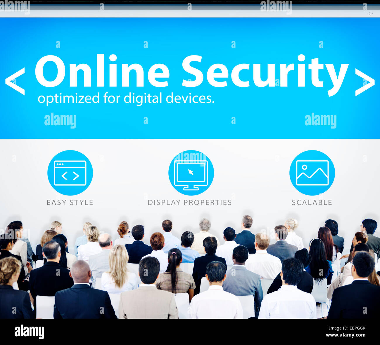Un gruppo di persone di affari Seminario online il concetto di sicurezza Foto Stock