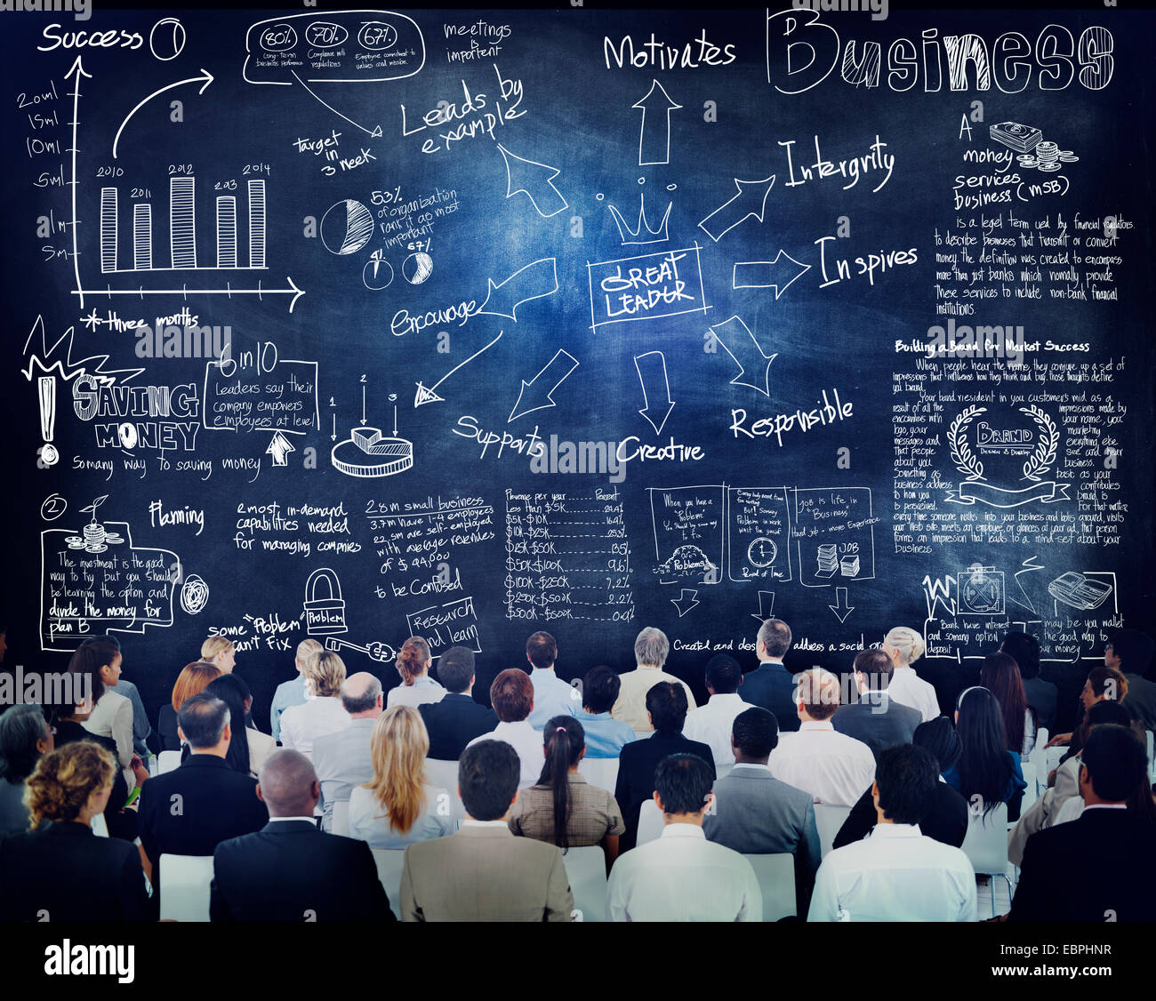 Diverse persone di affari in una formazione alla leadership Foto Stock