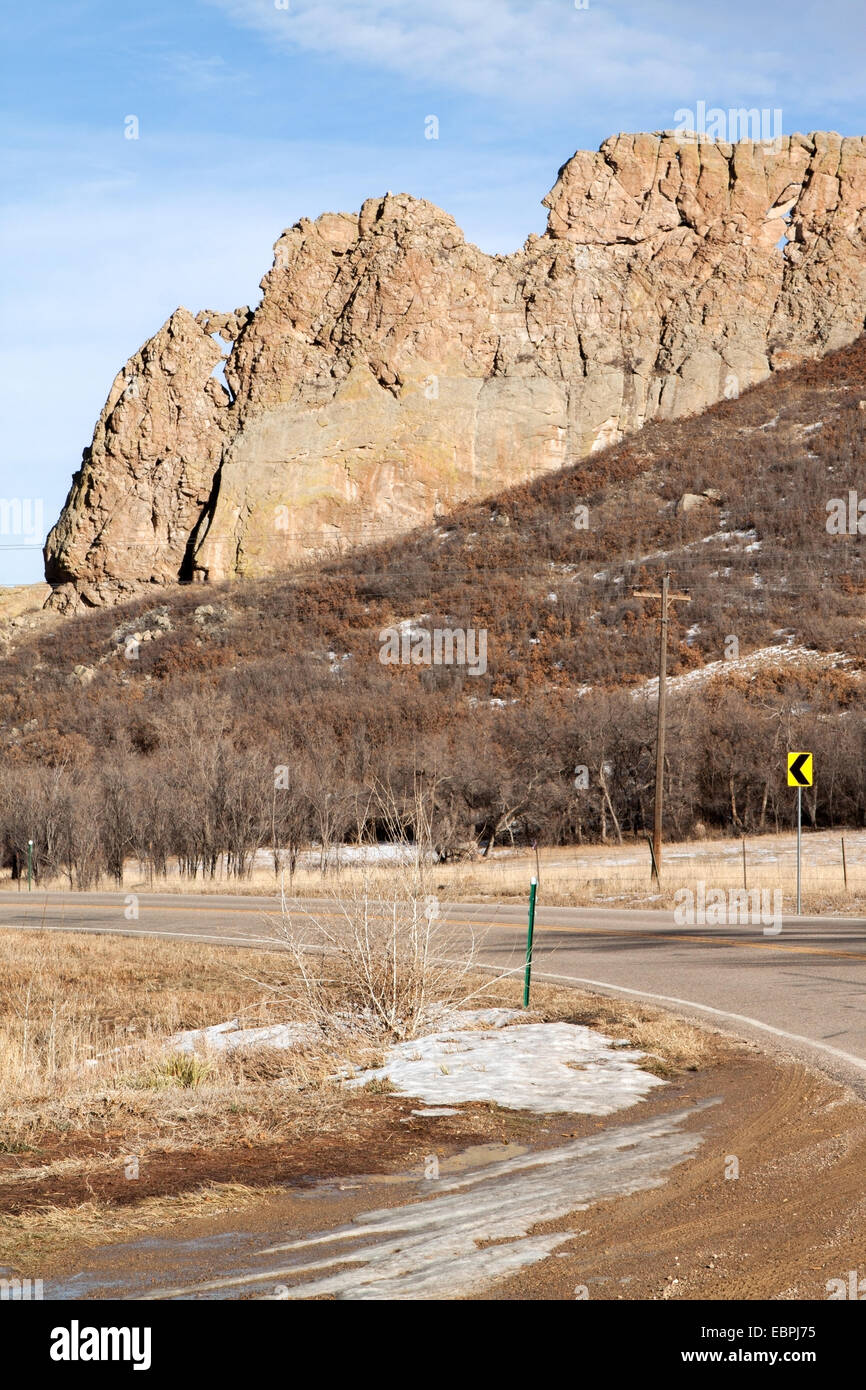 Profilo Rock da sud lungo l'autostrada 12 sull'autostrada di leggende Scenic Byway in Huerfano County, Colorado Foto Stock