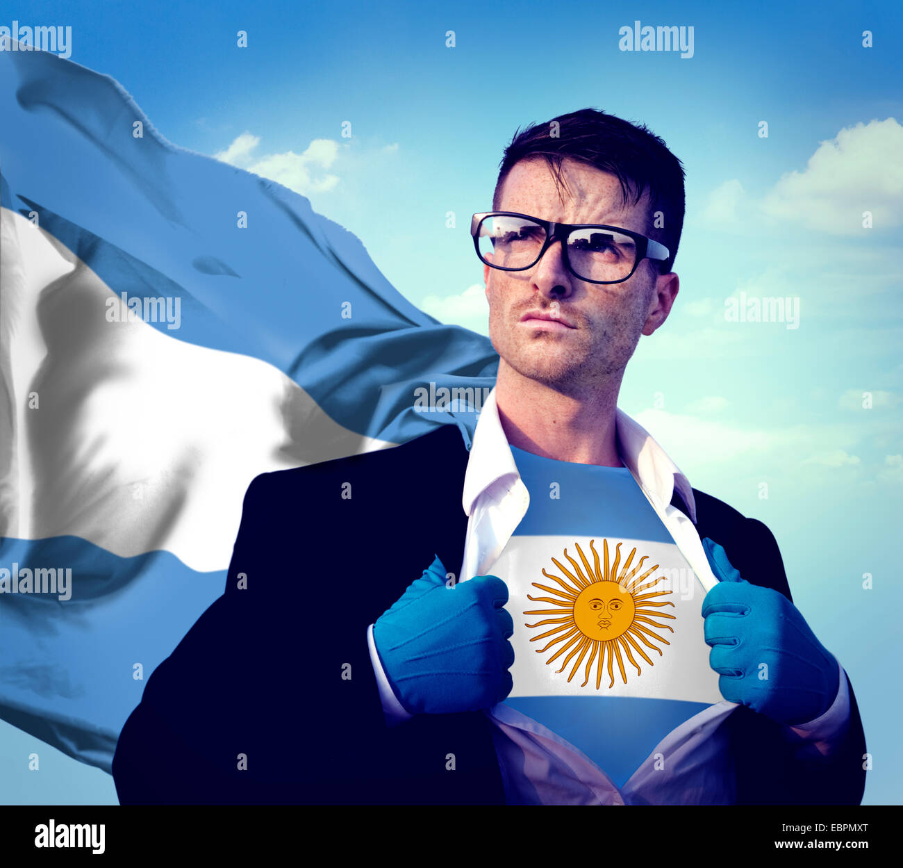 Imprenditore supereroe paese Argentina Bandiera della cultura il concetto di potenza Foto Stock