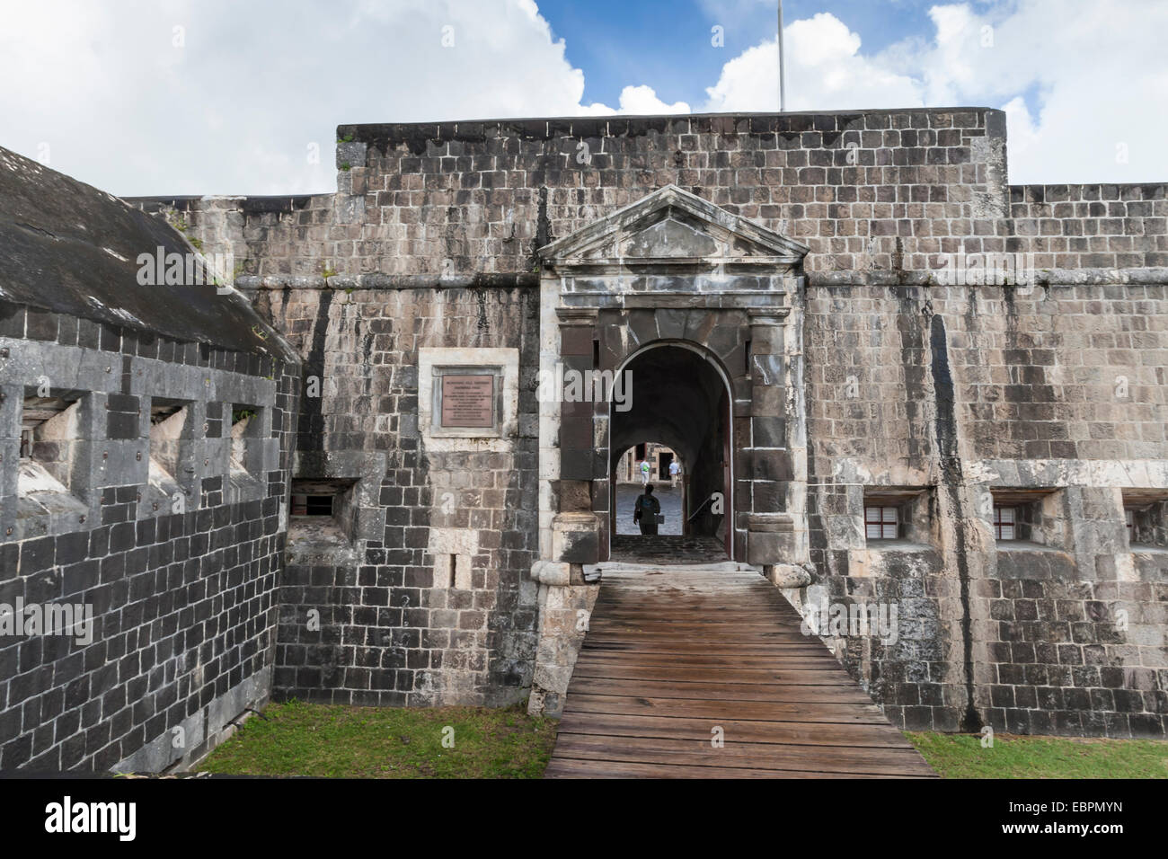 Brimstone Hill Fortress ingresso al cortile, Saint Kitts, Saint Kitts e Nevis, West Indies, dei Caraibi e America centrale Foto Stock