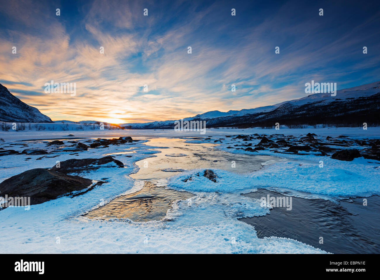 Fiume, Abisko National Park, Svezia, Scandinavia, Europa Foto Stock