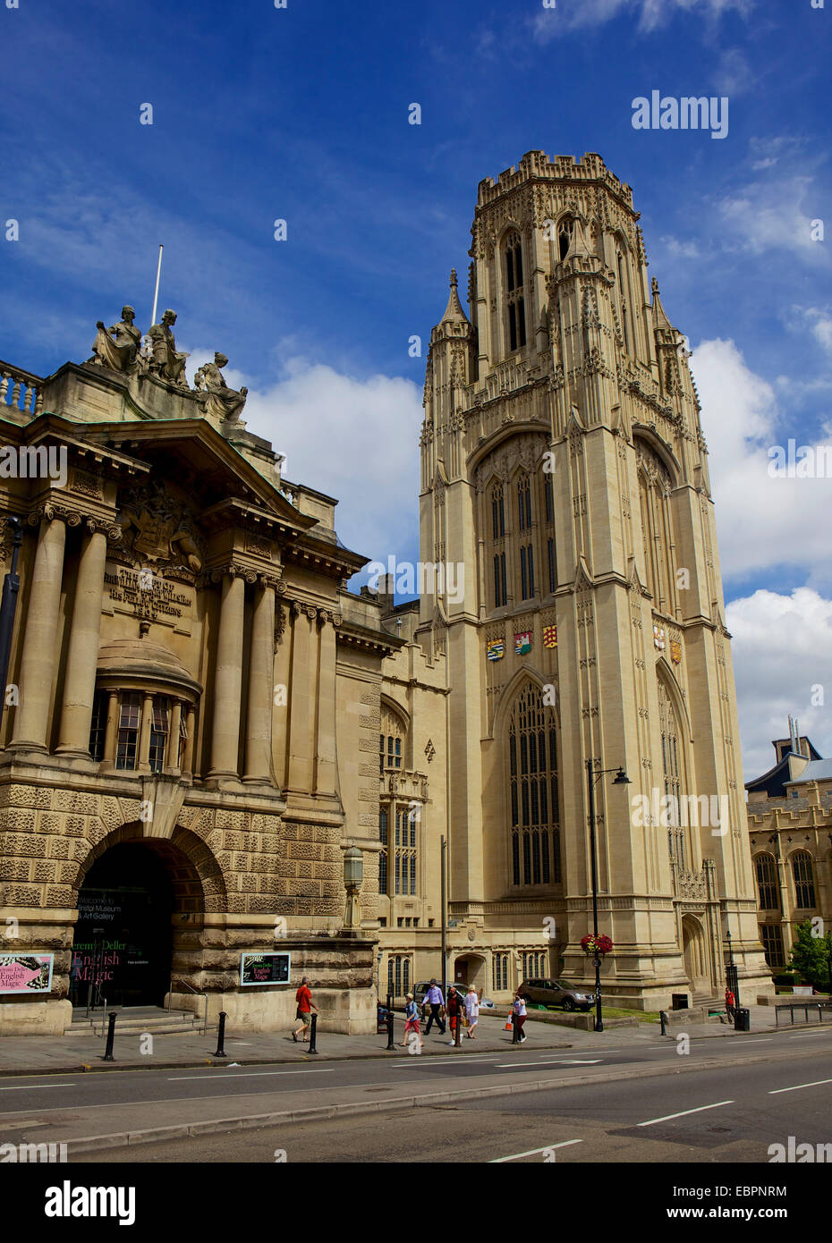 Città Museo e Galleria d'arte e Wills Memorial Building, parte dell'Università di Bristol, Bristol, Inghilterra, Regno Unito Foto Stock