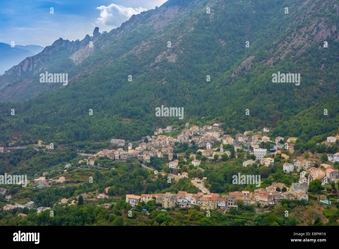 Venaco, villaggio di montagna, Corsica, Francia Foto Stock