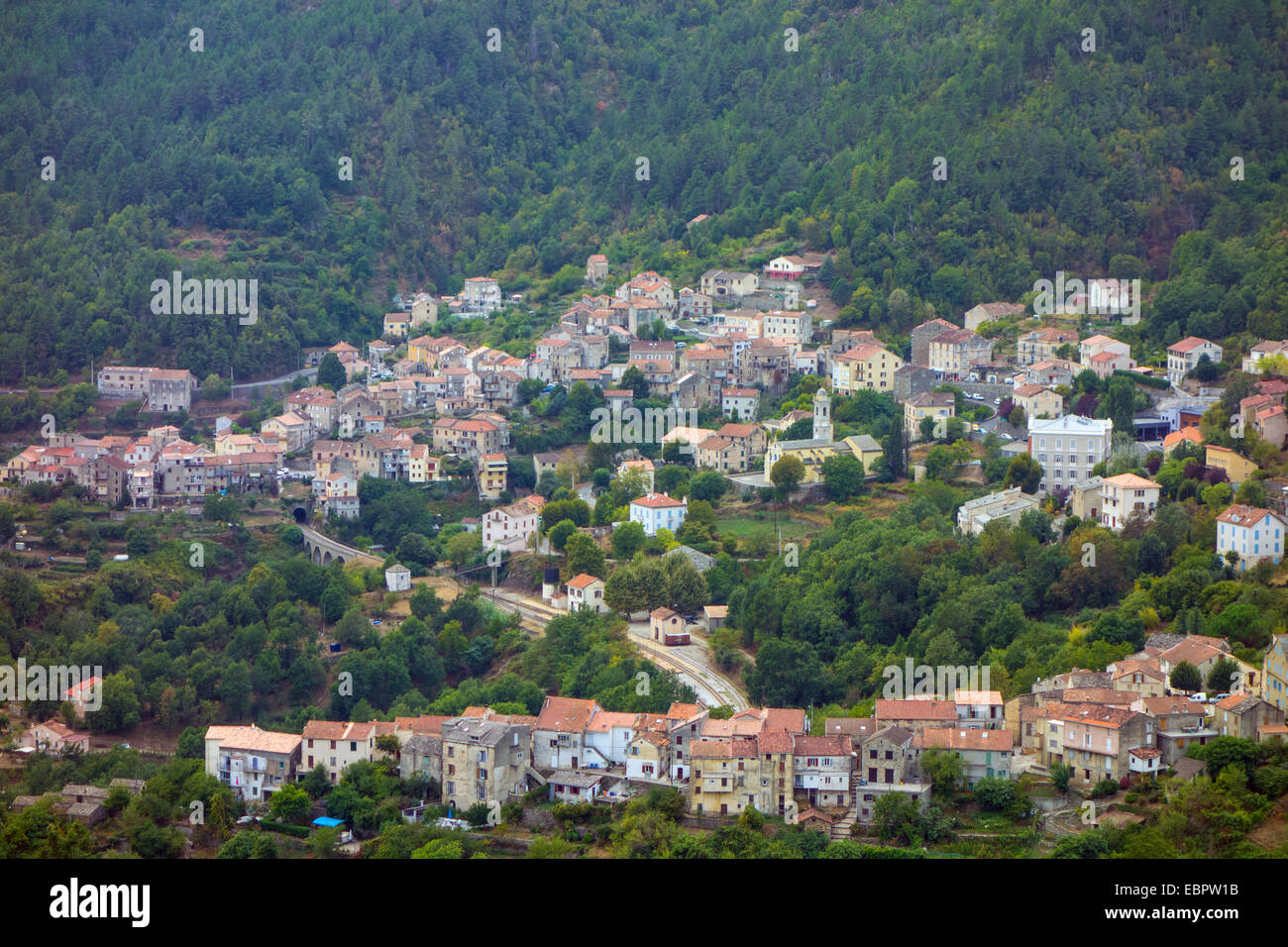 Venaco, villaggio di montagna, Corsica, Francia Foto Stock