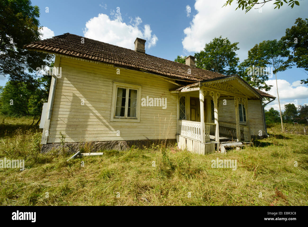 Abbandonato farm house, Svezia, Smaland Foto Stock