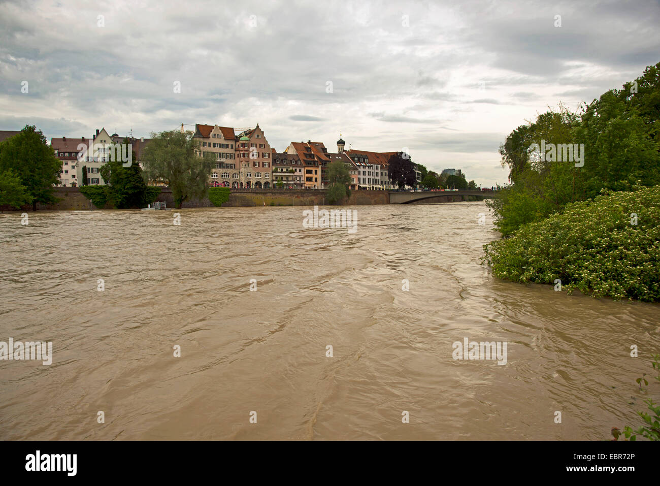Alluvione del fiume Danubio a Ulm in Germania Baden-Wuerttemberg, Ulm Foto Stock