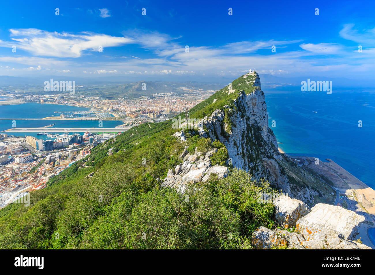 Roccia di Gibilterra vista da sopra Foto Stock