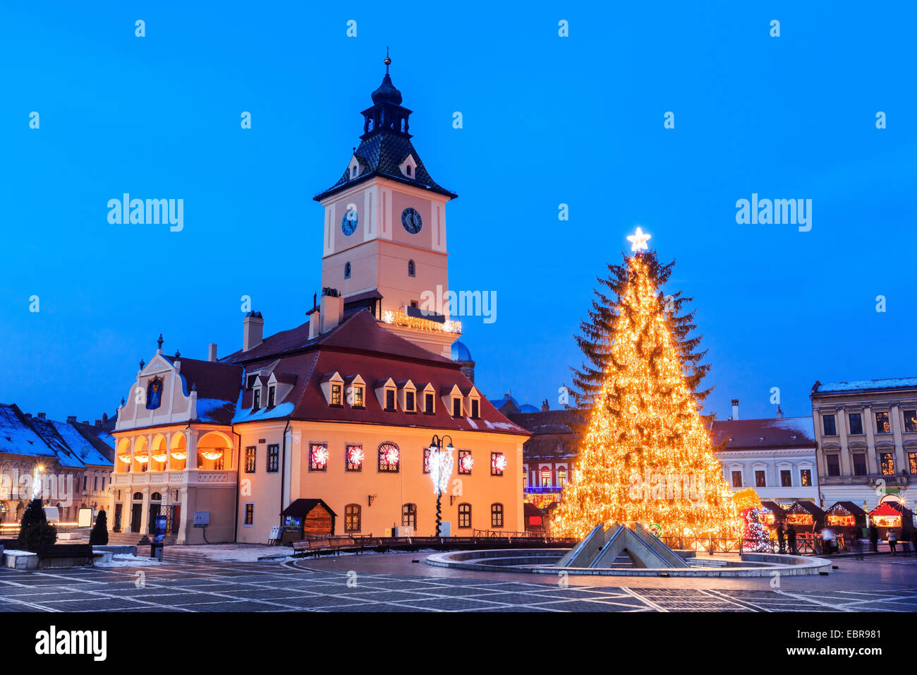 Brasov durante il Natale, Romania Foto Stock