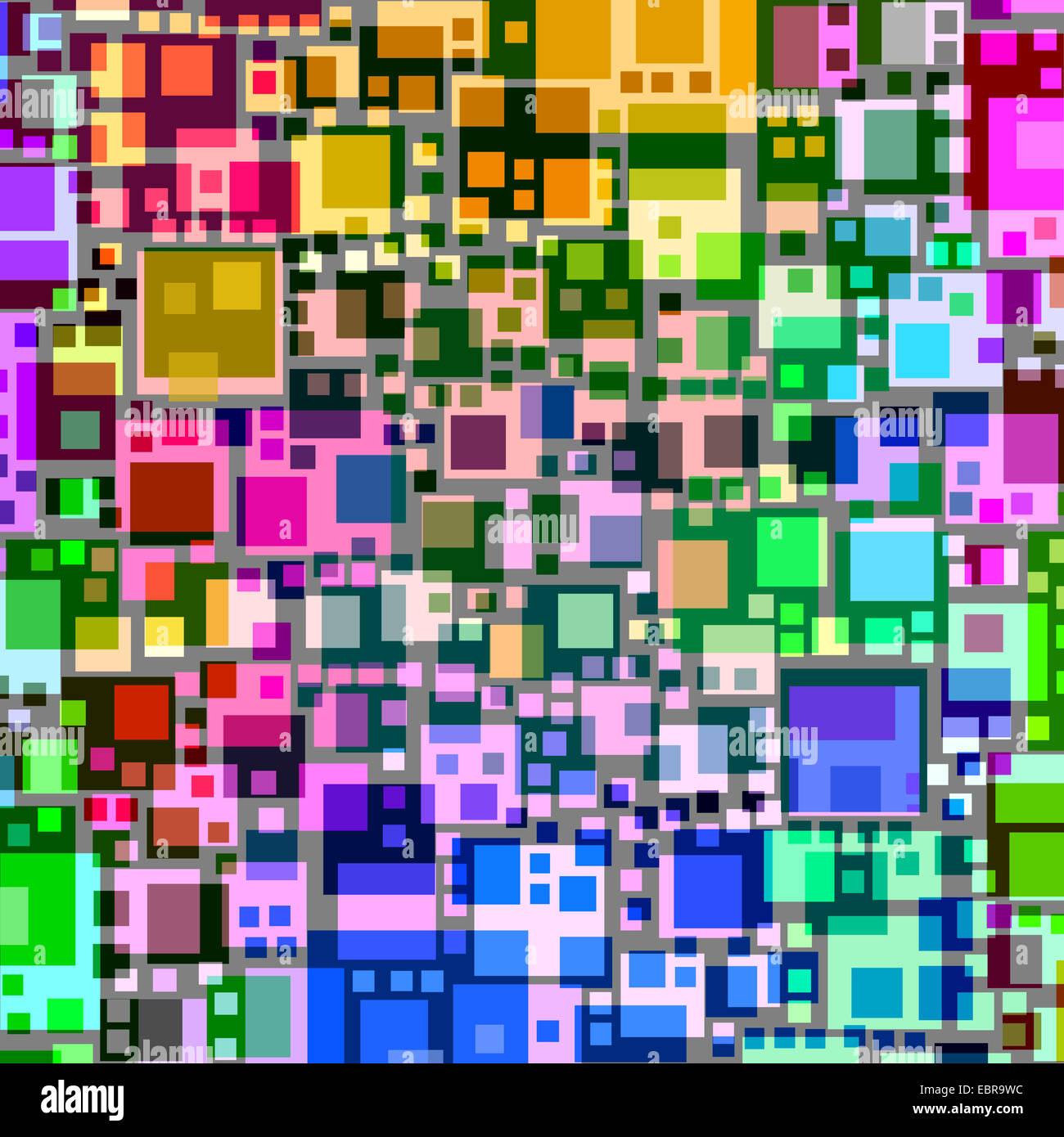 Abstract colorati sovrapposti di forma quadrata. Foto Stock