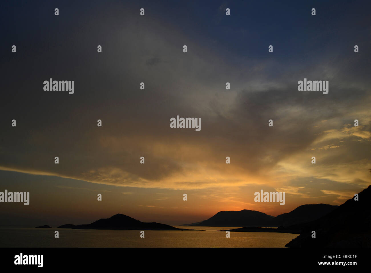 Costa di Lycia al tramonto, Turchia, Anatolia, Lycia Foto Stock