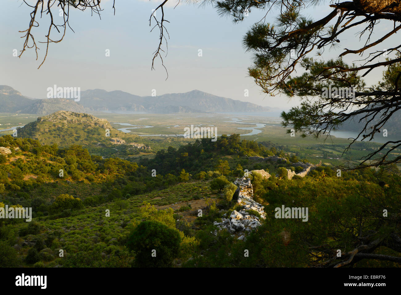 Parete di Kaunos a Dalyan Delta, Turchia, Lycia, Kaunos, Mugla Foto Stock