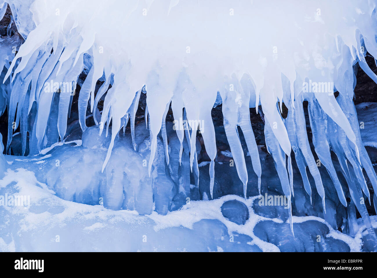 Strutture di ghiaccio al lago Tornetraesk, Svezia, la Lapponia Norrbotten Foto Stock