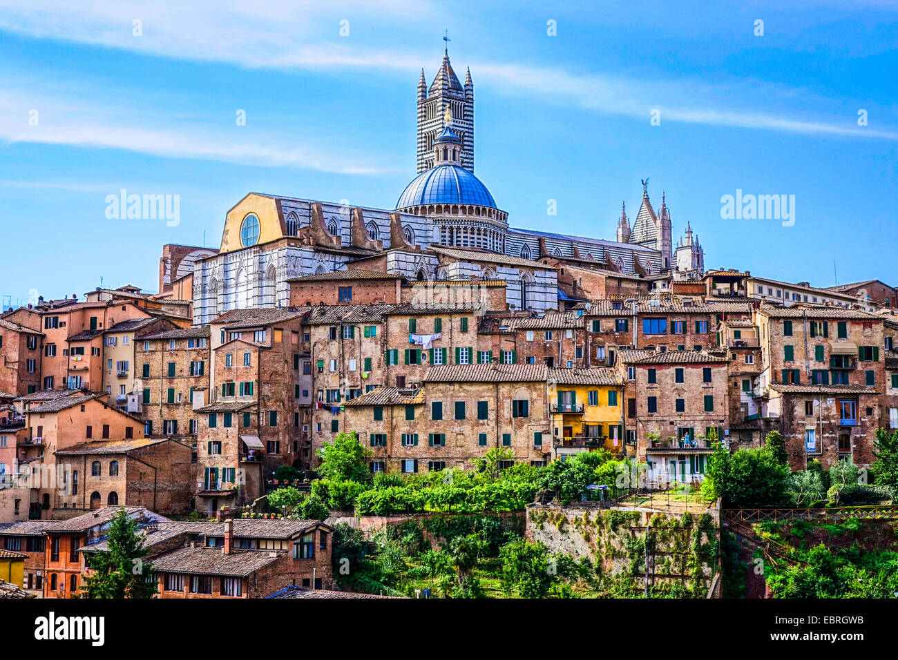 La vista sul centro storico di Siena con la cattedrale, Italia, Toscana, Siena Foto Stock