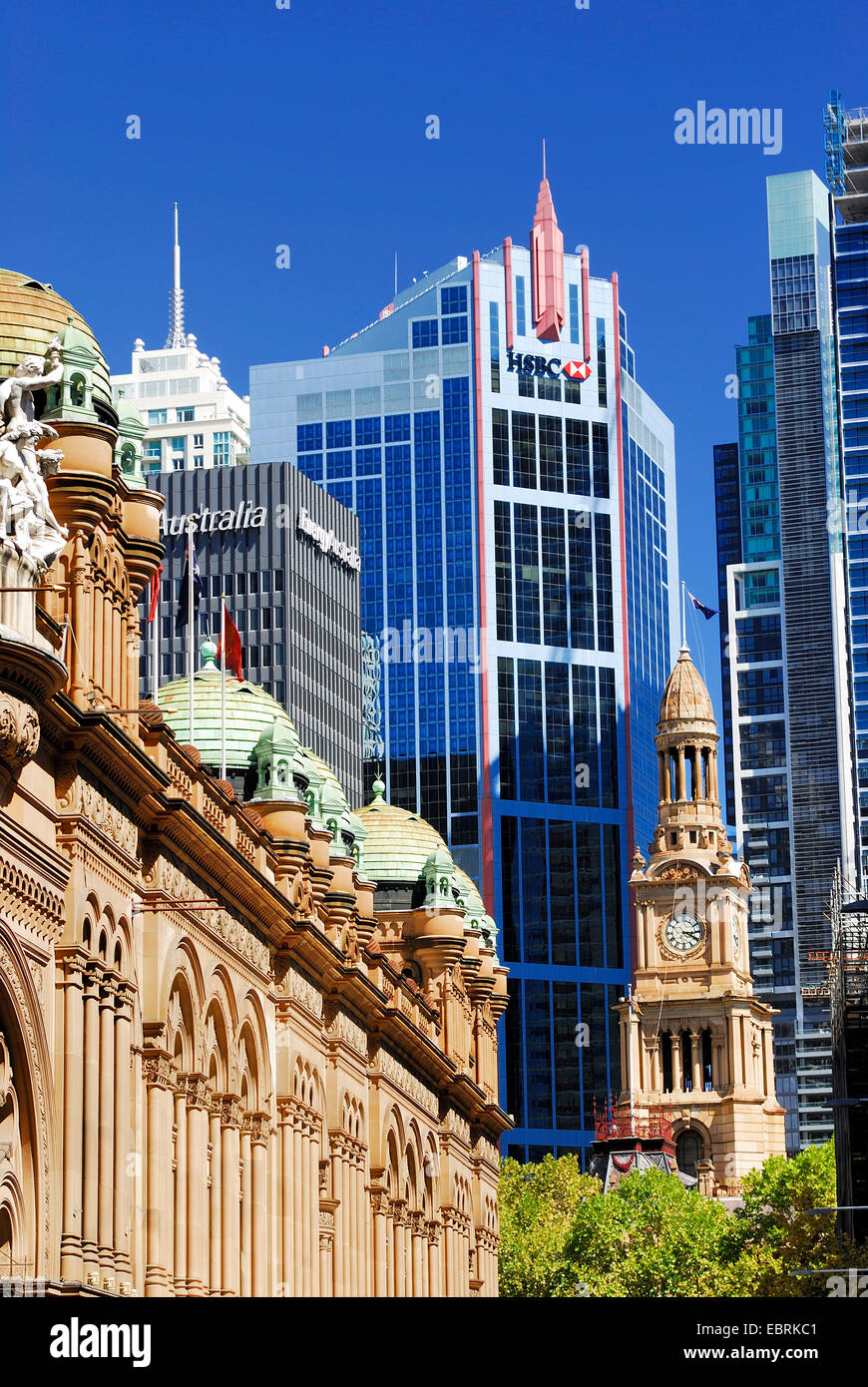 HSBC Building e la torre del municipio, Australia Nuovo Galles del Sud di Sydney Foto Stock