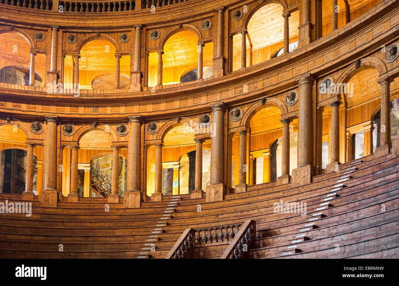 Parma, il legno Teatro Farnese realizzato da Goivanni Battista Aleotti Foto Stock