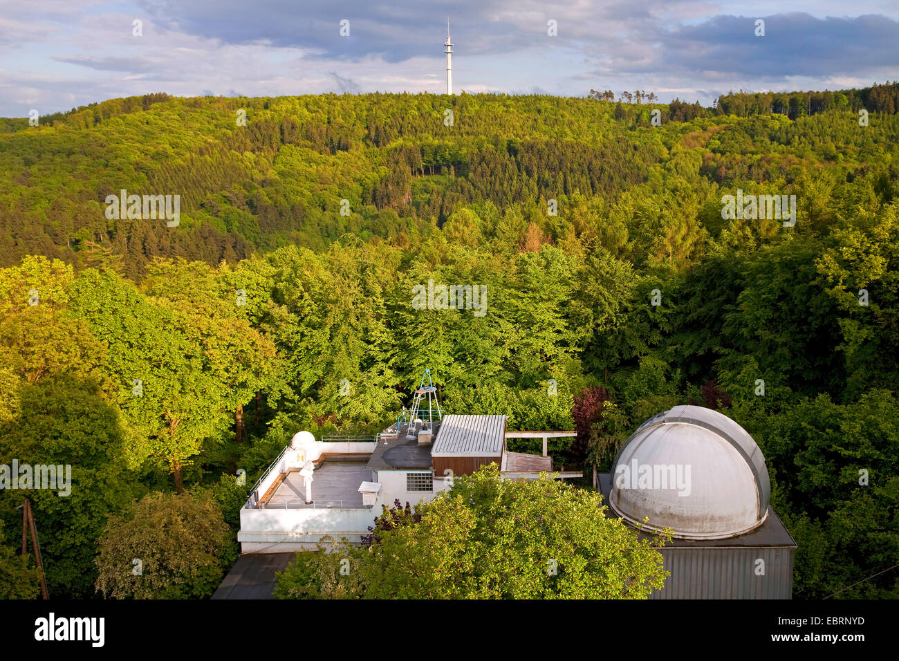 Vista da Eugen Richter alla torre osservatorio e foresta della città, in Germania, in Renania settentrionale-Vestfalia, la zona della Ruhr, Hagen Foto Stock