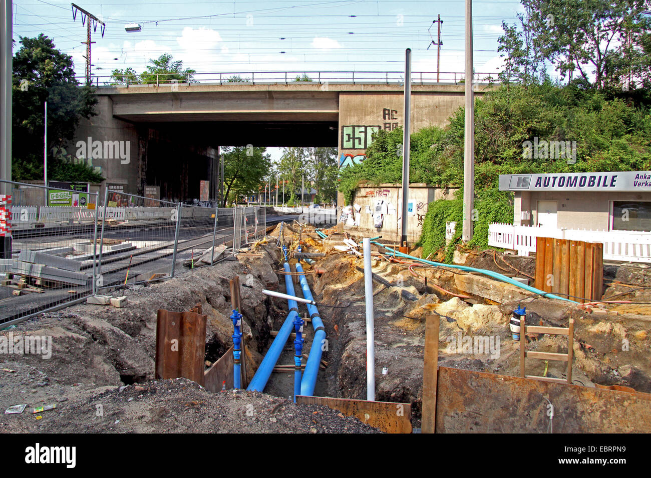 Sito di costruzione con cui waterpipes, Germania Foto Stock