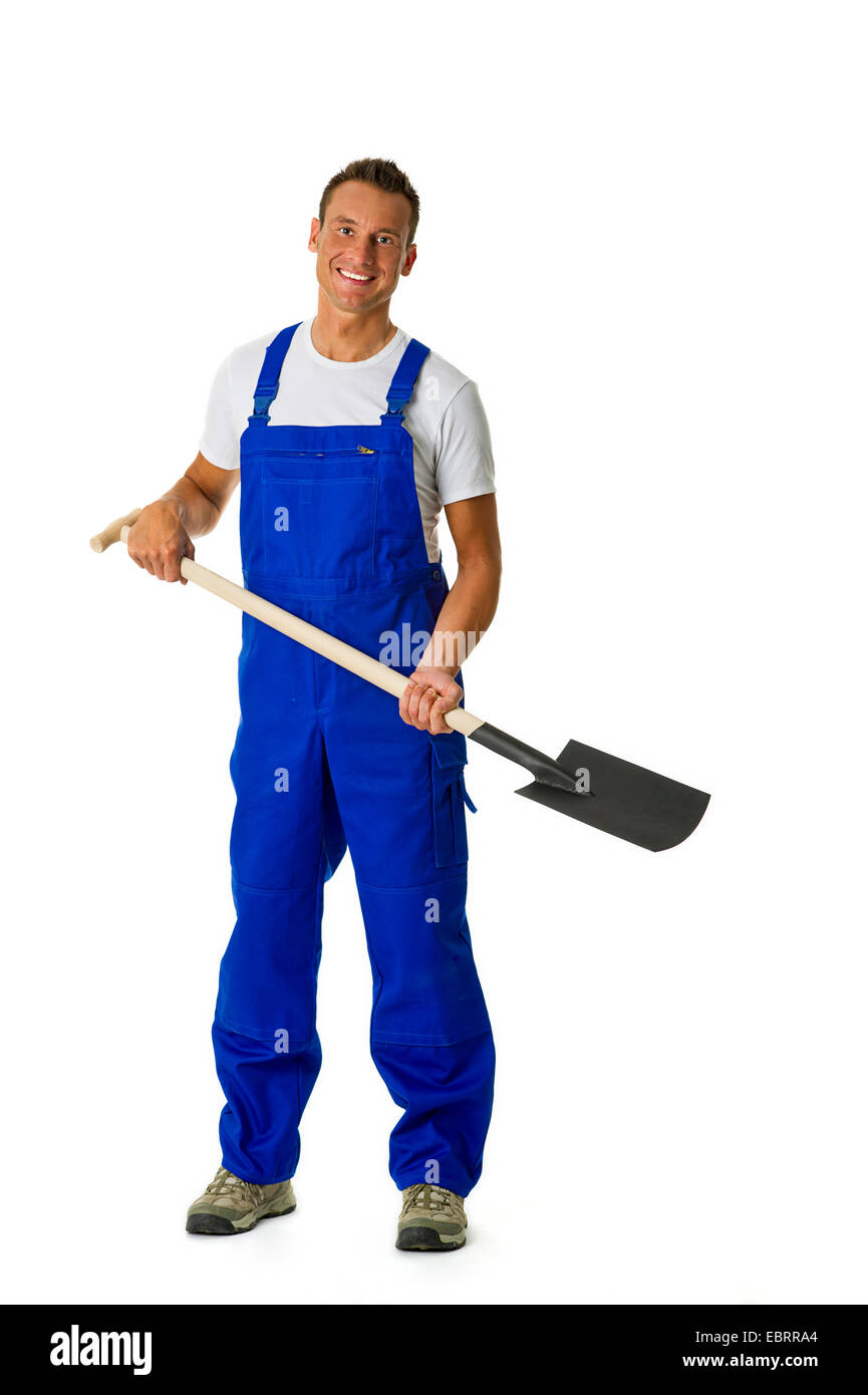 Lavoratore edile con spade Foto Stock