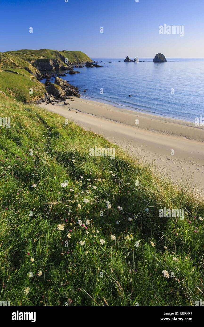 Spiaggia di sabbia della baia di Balnakeil presso la costa settentrionale della Scozia, Regno Unito, Scozia, Sutherland Foto Stock