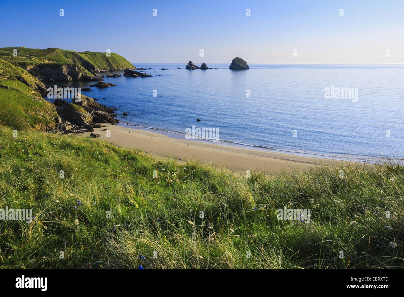 Spiaggia di sabbia della baia di Balnakeil presso la costa settentrionale della Scozia, Regno Unito, Scozia, Sutherland Foto Stock