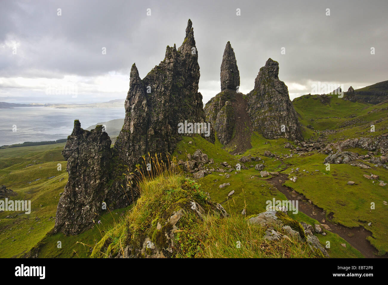 Il vecchio uomo di Storr, Trotternish, Regno Unito, Scozia, Isola di Skye Foto Stock
