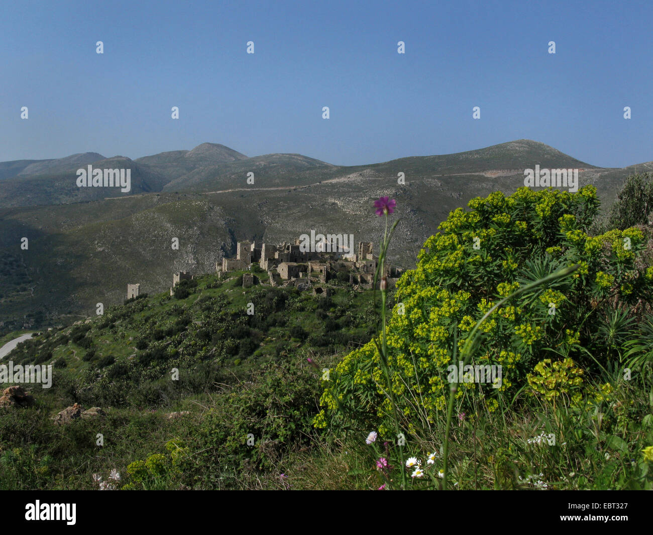 Storica Torre case in Vatheia, Grecia, Peloponneso, Mani Foto Stock