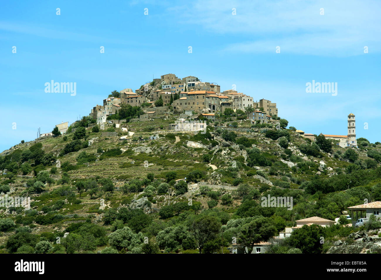Comune di Sant Antonino sulla cima della montagna, Francia, Corsica, SantAEAntonino Foto Stock
