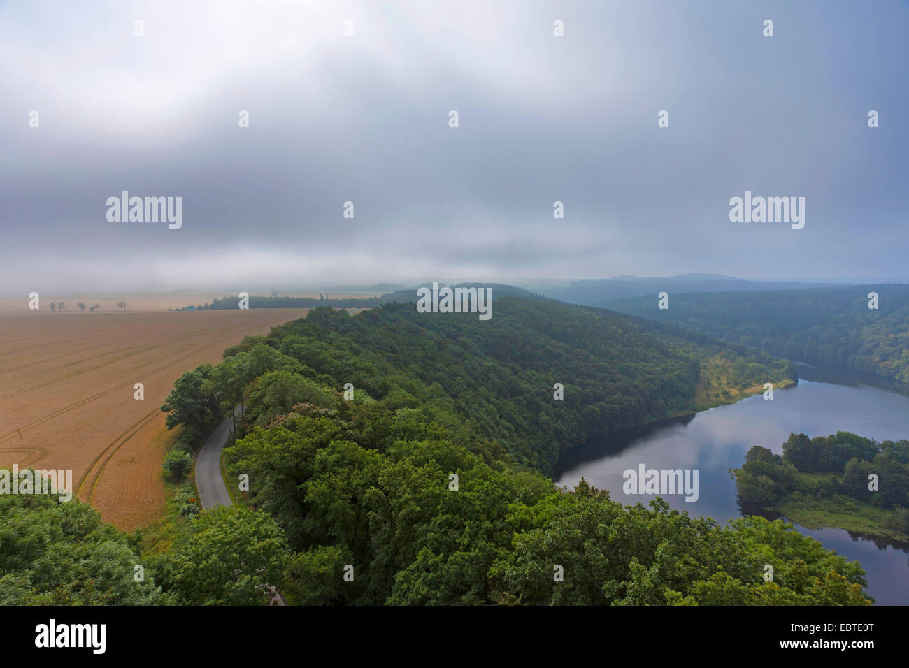 Lago di storage Bleilochtalsperre, Germania, Thueringen Foto Stock