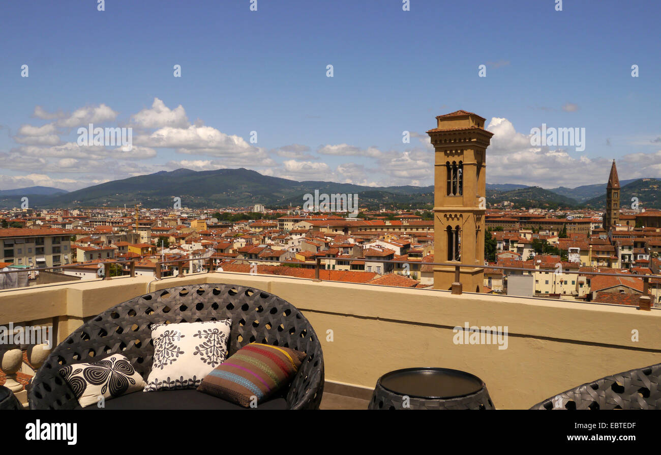 Vista dal tetto del Westin Excelsior hotel a Firenze, Italia Foto Stock
