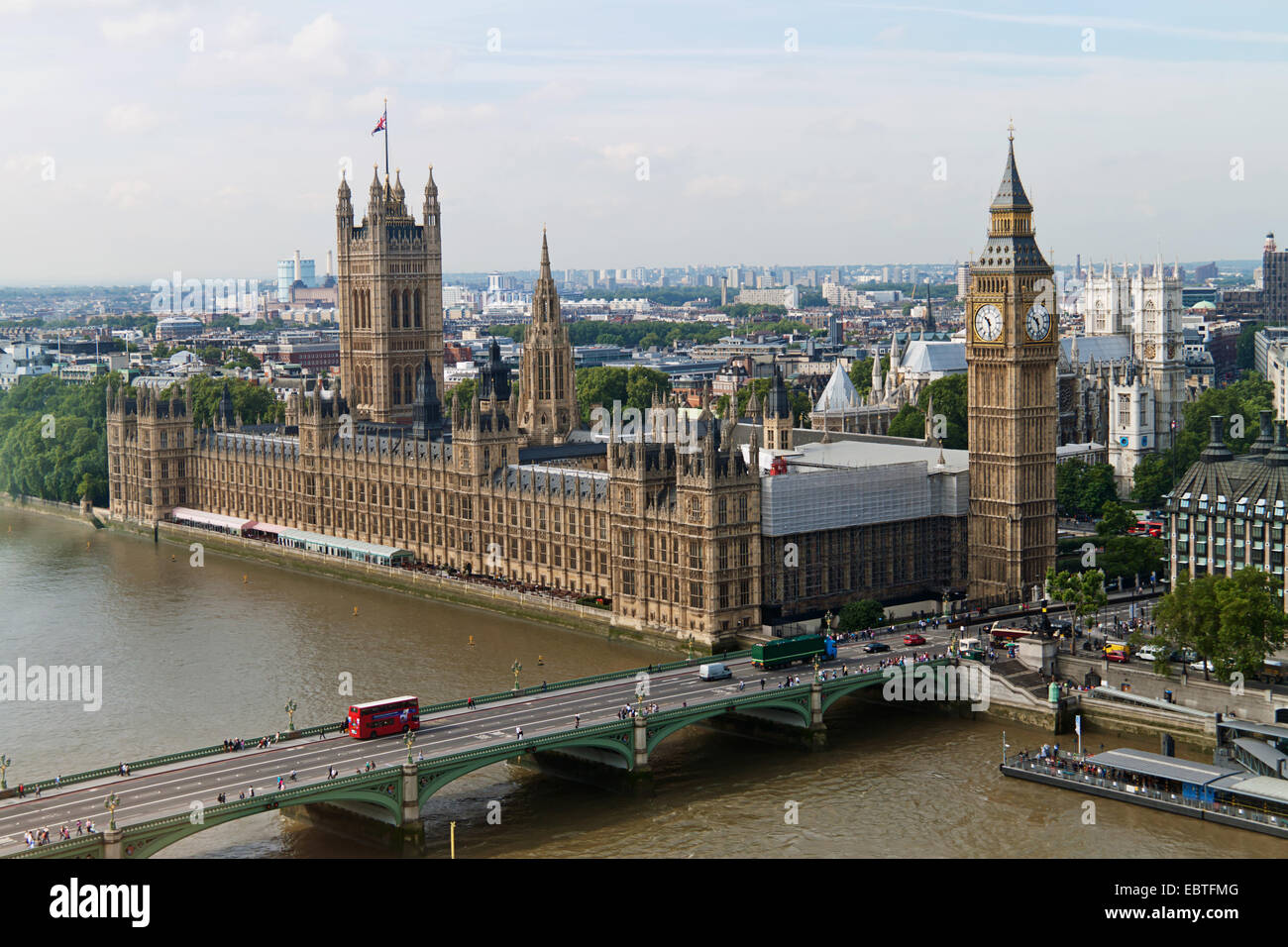 Palazzo di Westminster, la Casa del Parlamento e dal Big Ben, Regno Unito Inghilterra Londra Foto Stock