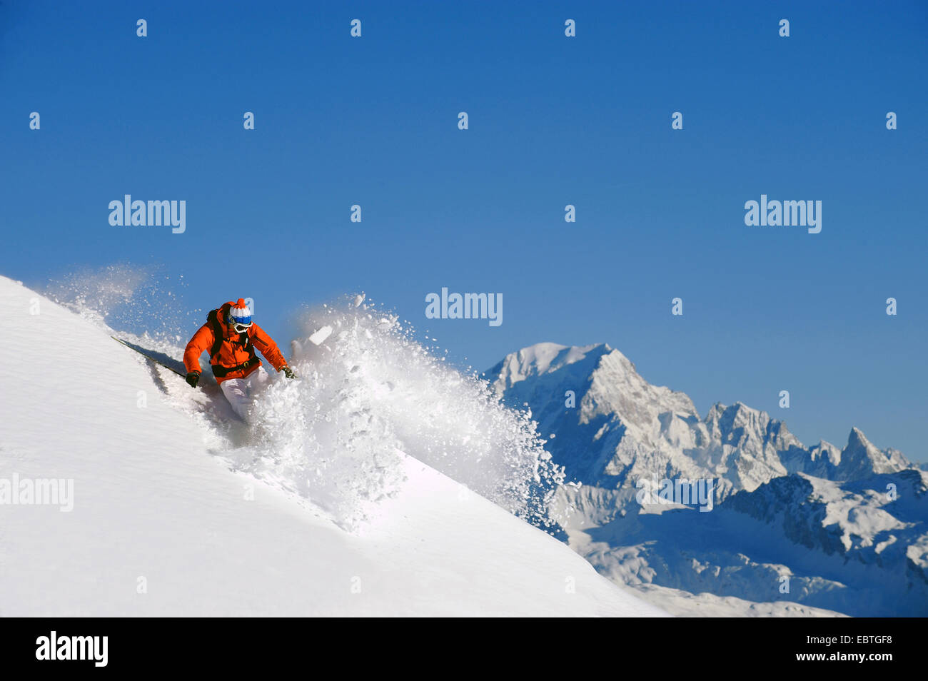 I fuori pista a La Plagne ski ressort, Francia, Savoie Foto Stock