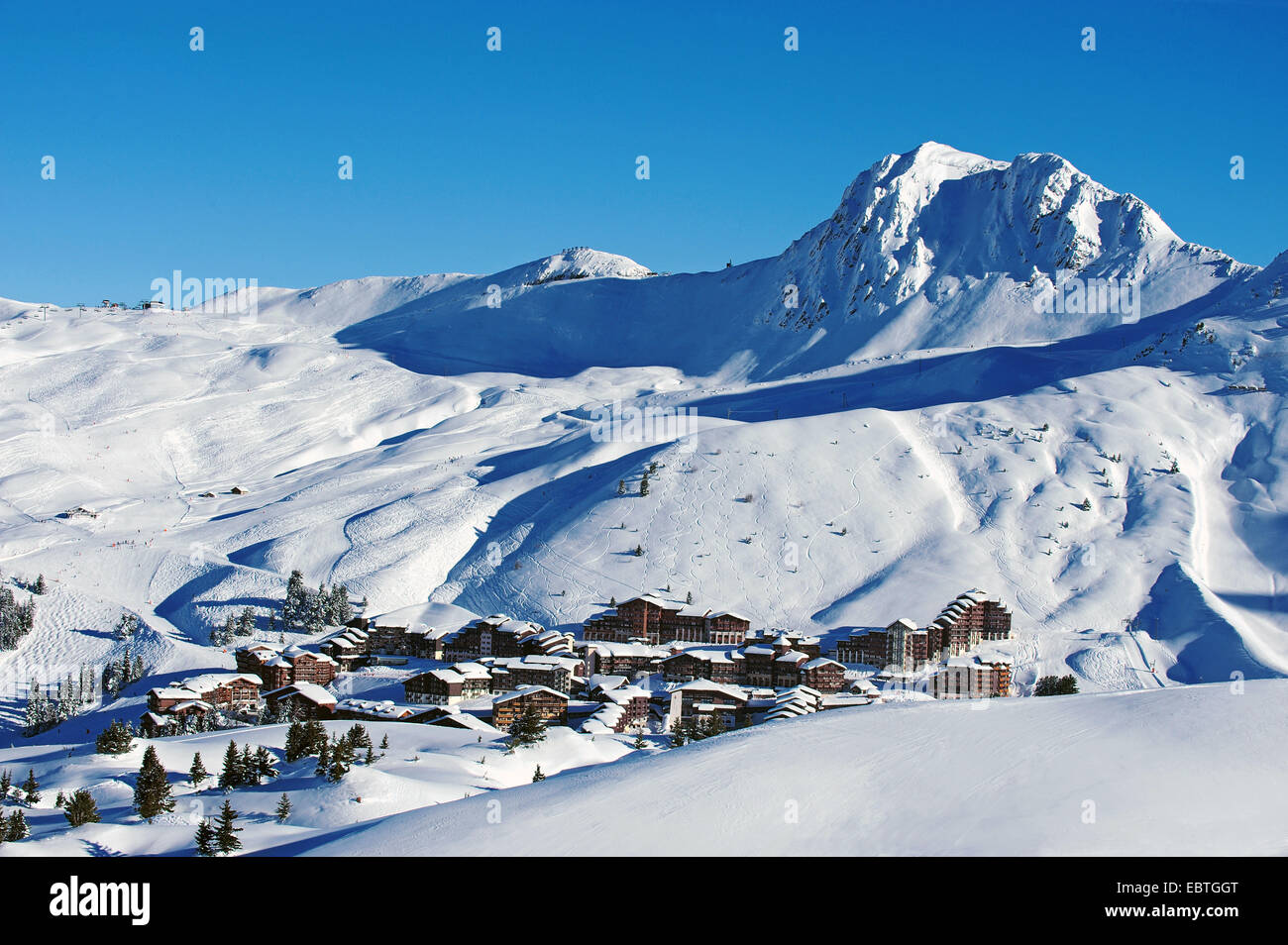 Stazione sciistica di Belle Plagne, Francia, Savoie Foto Stock