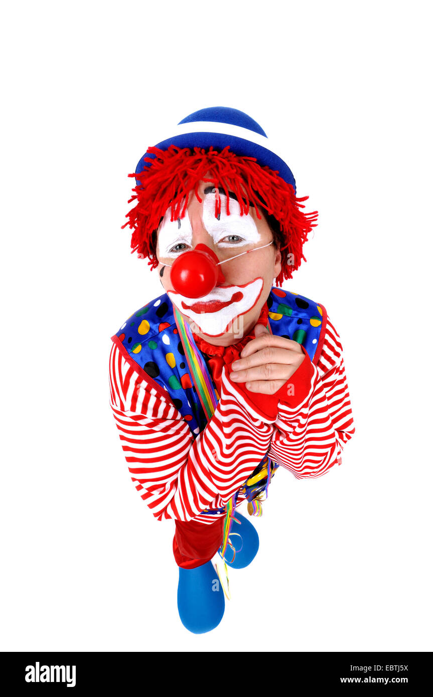 Donna vestito come un clown Foto Stock