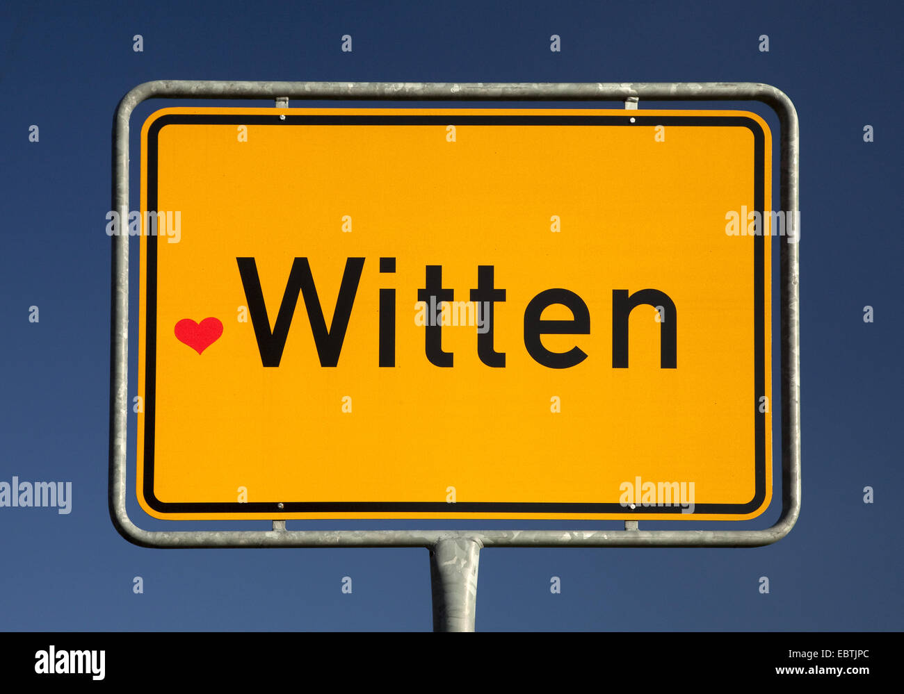 Città segno limite di Witten con il cuore, in Germania, in Renania settentrionale-Vestfalia, la zona della Ruhr, Witten Foto Stock
